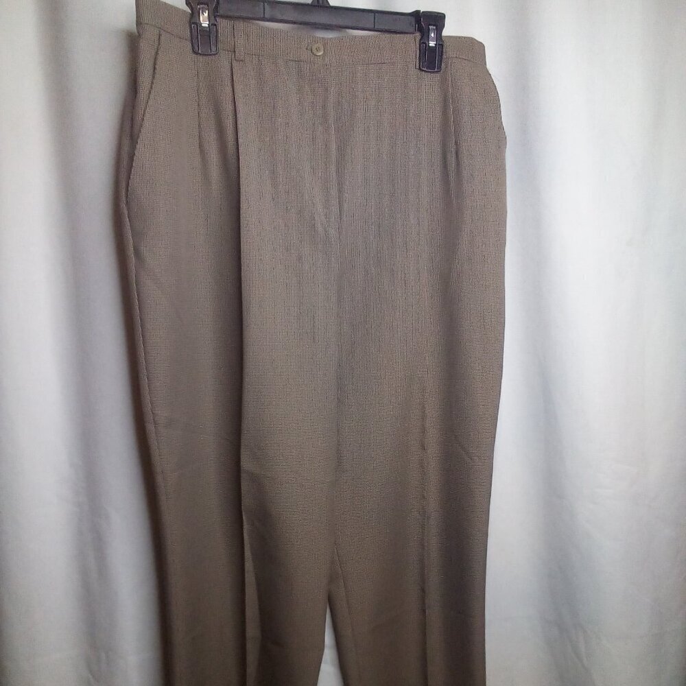 Southern Lady Pants 18 Women Dress Pants Slacks Elastic Side Plaid Brown